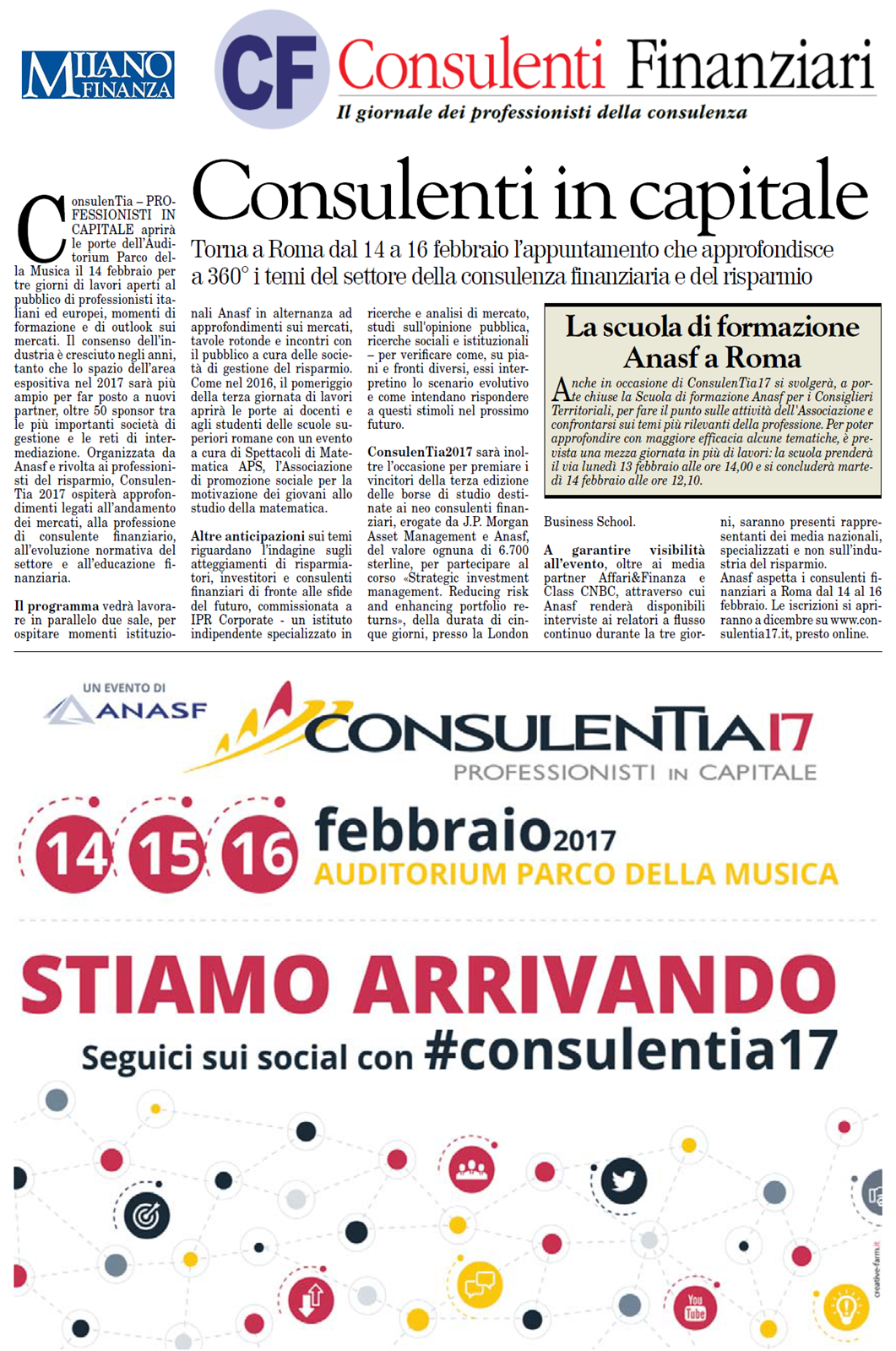 articolo su Milano Finanza CF su ConsulenTia17 Roma
